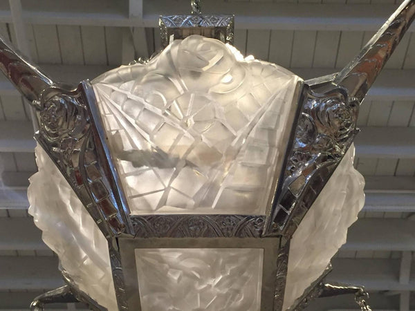 French Art Deco Chandelier Signed by Degue