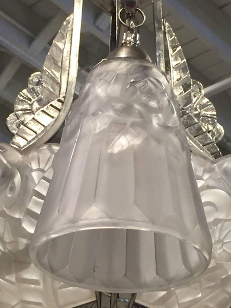 French Art Deco Chandelier Signed by Degue