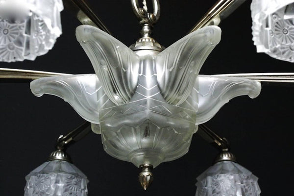 French Art Deco Chandelier by Verrerie Des Hanots