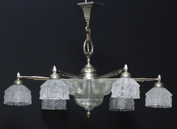 French Art Deco Chandelier by Verrerie Des Hanots