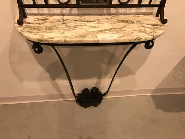 French Art Deco Console Table Having Marble and Mirror