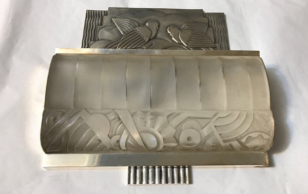Pair of French Art Deco Sconces with Geometric Motif by Sabino