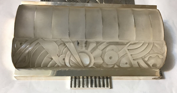 Pair of French Art Deco Sconces with Geometric Motif by Sabino