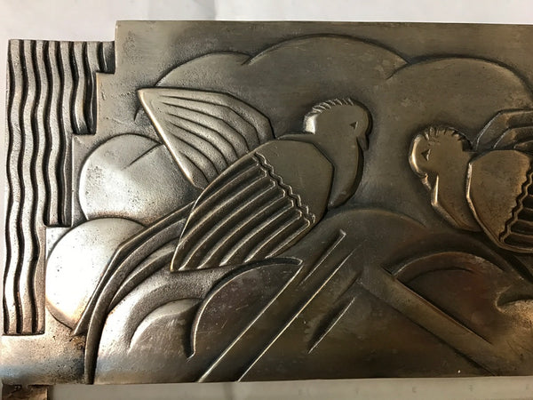 Pair of French Art Deco Sconces with Geometric Motif by Sabino