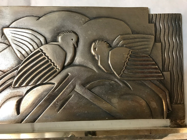 Pair of French Art Deco Sconces with Geometric Motif by Sabino