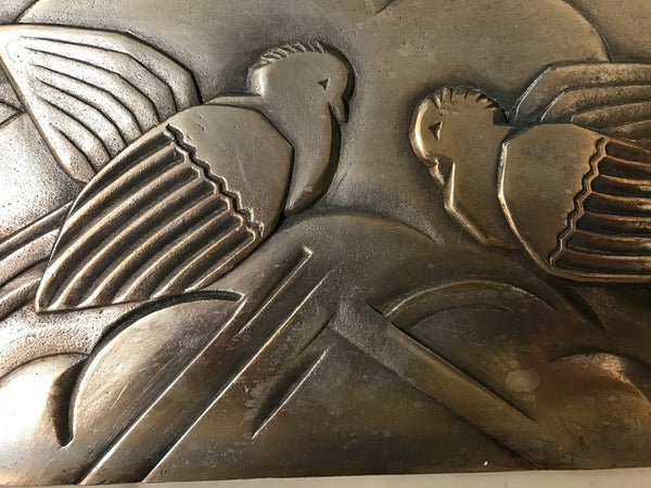 Pair of French Art Deco Sconces with Geometric Motif by Sabino