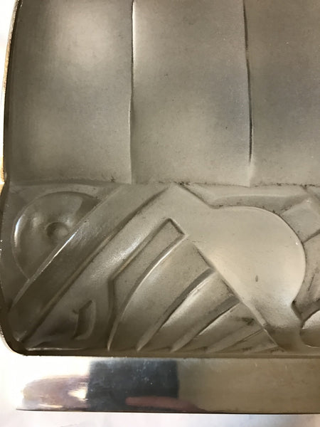 Pair of French Art Deco Sconces with Geometric Motif by Sabino