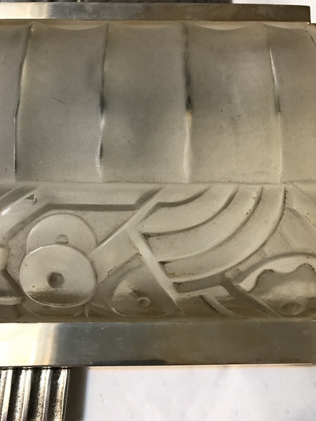 Pair of French Art Deco Sconces with Geometric Motif by Sabino