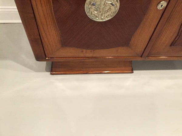 French Art Deco Five-Door Buffet with Silver Plaques