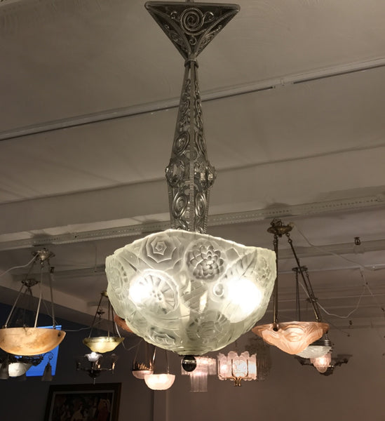 French Art Deco Chandelier Signed by Sabino