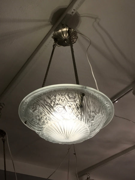 French Art Deco Pendant Chandelier by Schneider