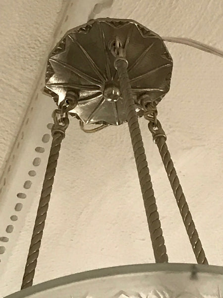 French Art Deco Pendant Chandelier by Schneider
