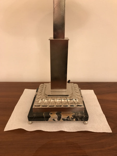 French Art Deco Geometric & Seahorse Table Lamp Signed by Muller Frères