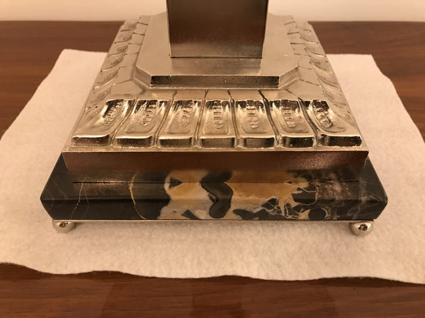 French Art Deco Geometric & Seahorse Table Lamp Signed by Muller Frères