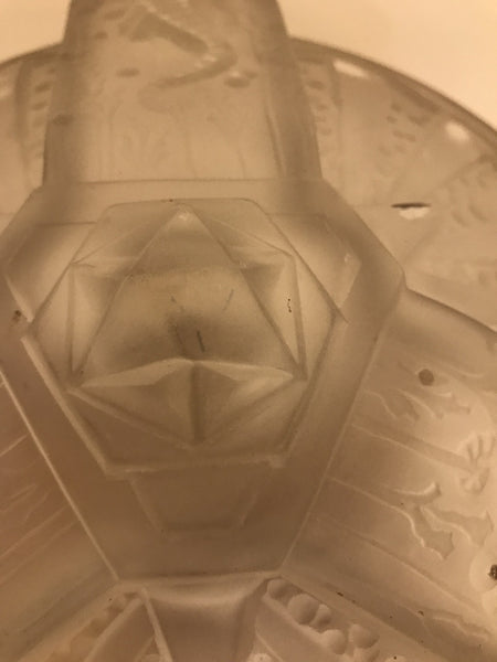 French Art Deco Geometric & Seahorse Table Lamp Signed by Muller Frères