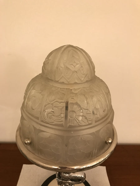 French Art Deco Mermaid Table Lamp by Genet Et Michon