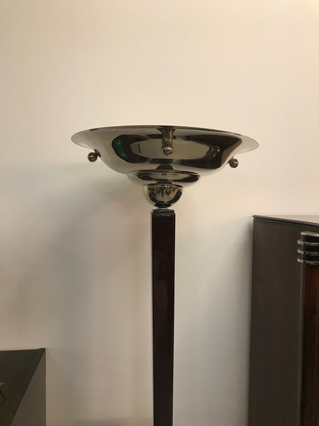 French Mid Century Chrome and Wood floor Lamp
