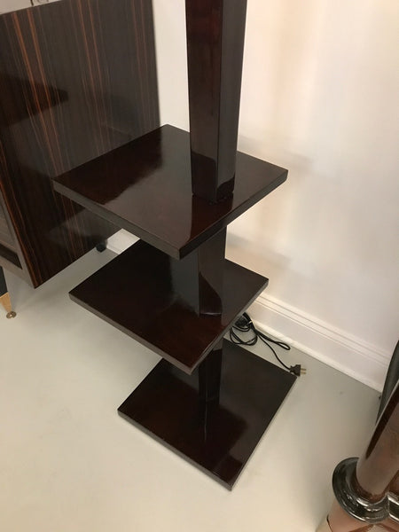 French Mid Century Chrome and Wood floor Lamp