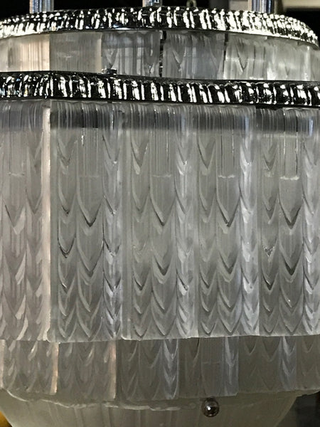 French Art Deco Geometric Chandelier Signed by G. Leleu