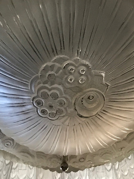 French Art Deco Geometric Chandelier Signed by G. Leleu