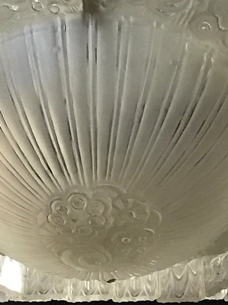 French Art Deco Geometric Chandelier Signed by G. Leleu