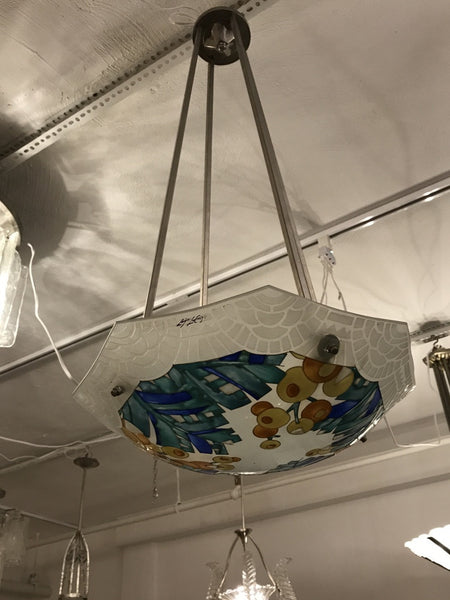 French Art Deco Chandelier Signed by Loys Lucha