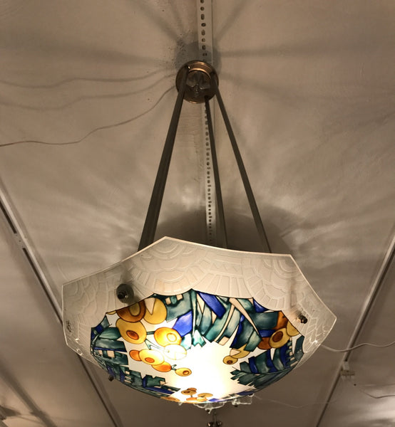 French Art Deco Chandelier Signed by Loys Lucha