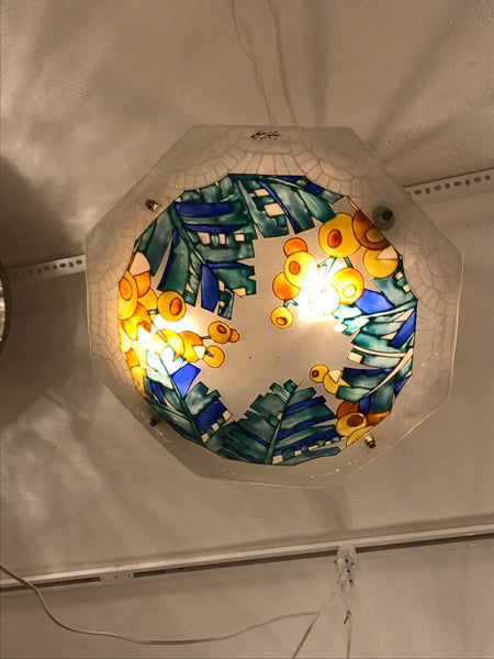 French Art Deco Chandelier Signed by Loys Lucha