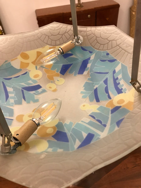 French Art Deco Chandelier Signed by Loys Lucha