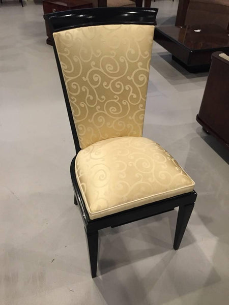 French Art Deco Ebonized Dining Chairs Set of Six