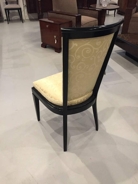 French Art Deco Ebonized Dining Chairs Set of Six