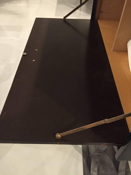 French Art Deco Parchment Black Lacquered Iron Base Dry Bar