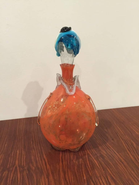 Italian Hand Blown “Murano” Glass Clown Decanter with Stopper