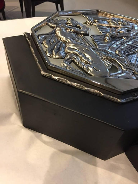 Pair of French Art Deco Theater Sconces Iron Nickel over Bronze