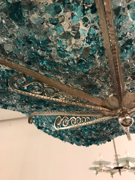 Gorgeous John Denis Glass Chandelier with French Art Deco Frame