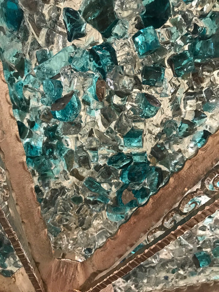 Gorgeous John Denis Glass Chandelier with French Art Deco Frame