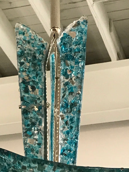 Gorgeous John Denis Glass Chandelier with French Art Deco Frame