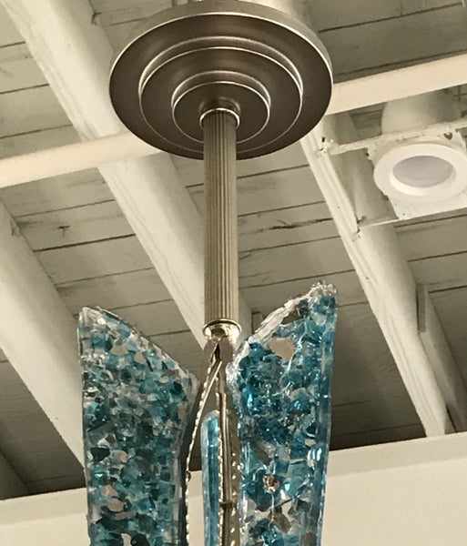 Gorgeous John Denis Glass Chandelier with French Art Deco Frame