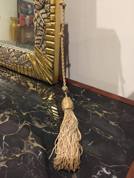 French Art Deco White and Yellow Gold Geometric Foliage Mirror