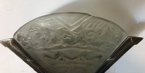 Pair of French Art Deco Wall Sconces Having Geometric Motif