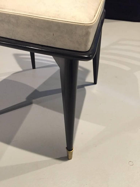 Set of Six French Art Deco Ebonized Dining Chairs, circa 1940s