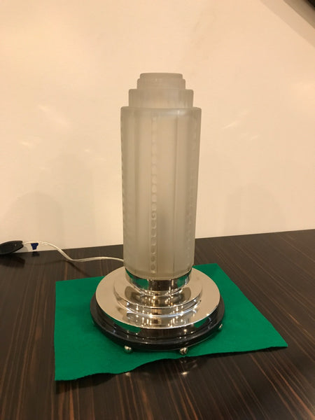 Pair of French Art Deco Table Lamps by Genet et Michon with Marble Base