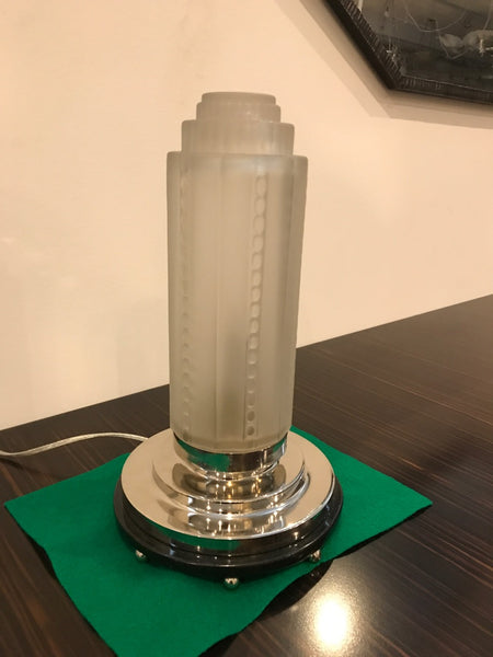 Pair of French Art Deco Table Lamps by Genet et Michon with Marble Base