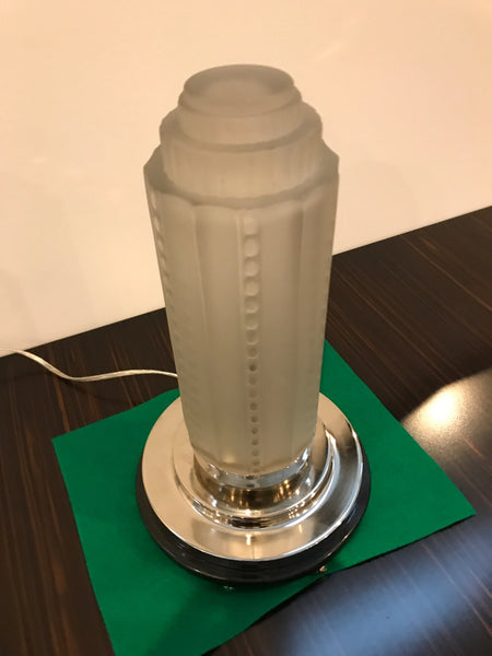 Pair of French Art Deco Table Lamps by Genet et Michon with Marble Base