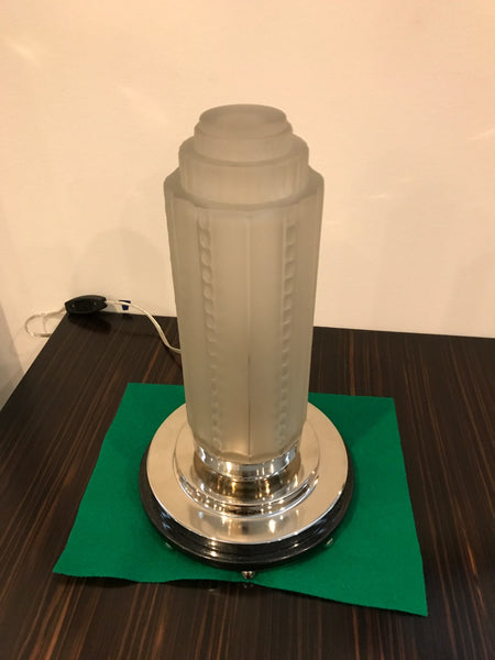 Pair of French Art Deco Table Lamps by Genet et Michon with Marble Base