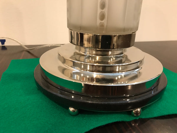 Pair of French Art Deco Table Lamps by Genet et Michon with Marble Base