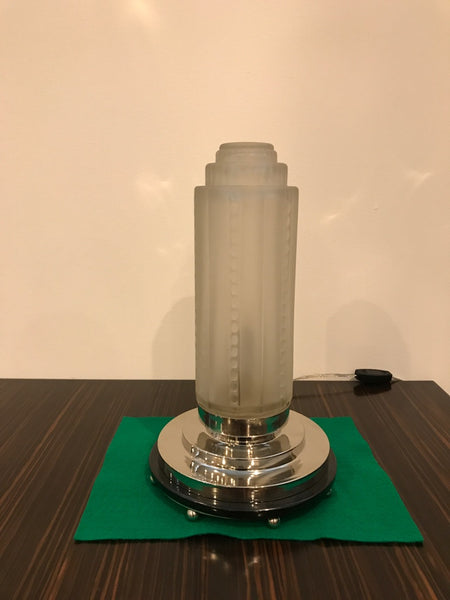 Pair of French Art Deco Table Lamps by Genet et Michon with Marble Base