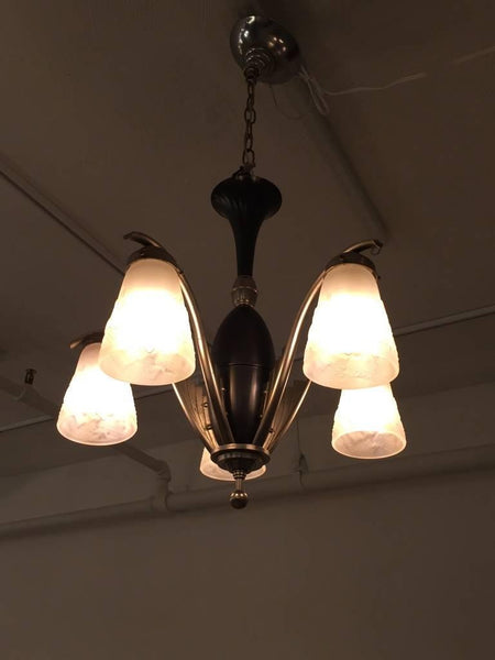 French Art Deco Chandelier Signed by Muller Freres