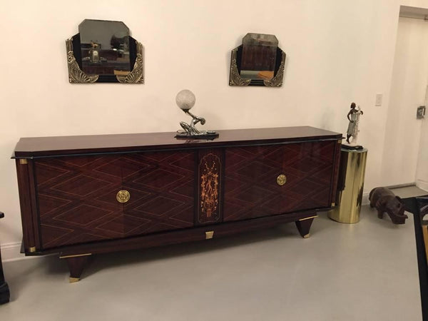 French Art Deco Palisander Buffet with Mother-of-Pearl Inlay