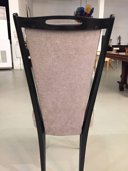 French Art Deco Black Lacquer Dining Chairs, Set of Six